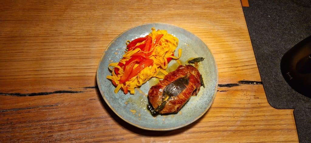 Recept Saltimbocca met Fattuccine al Peperoncino en paprika