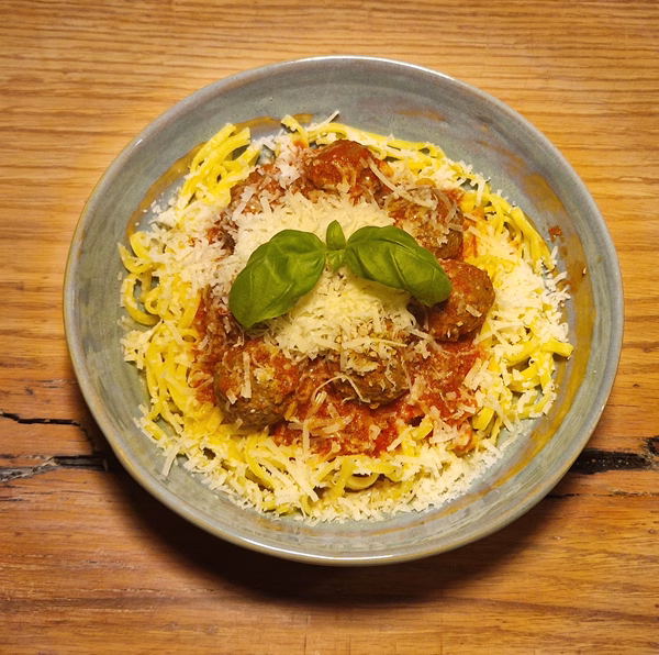 Spaghetti met Franky's Pork Prank ballen