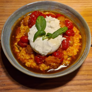 Recept tomatenrisotto met burrata