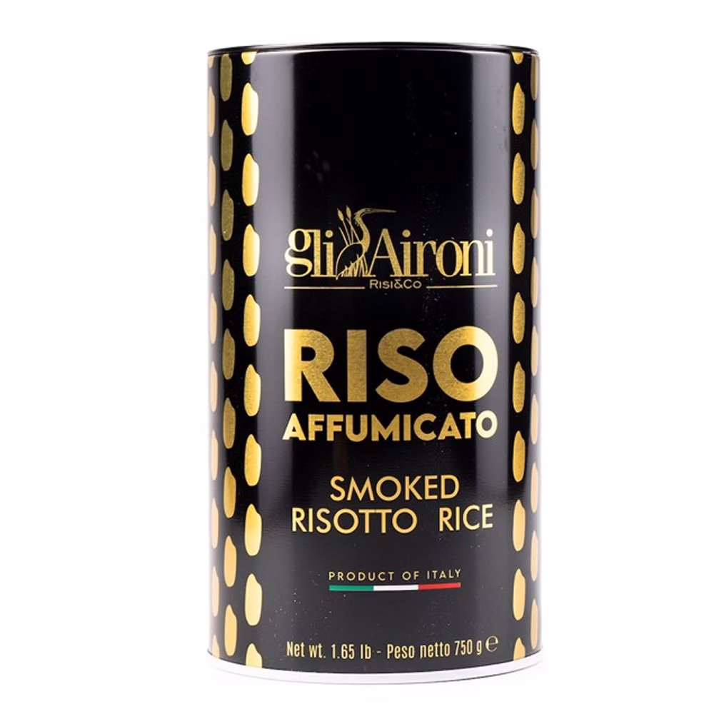 Gli Aironi - Carnaroli Nebbia, Gerookte Rijst in Metalen Blik 750gr